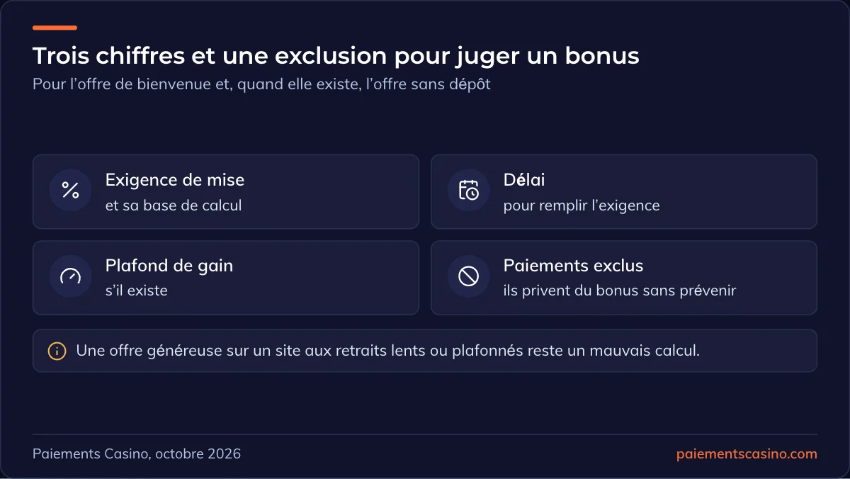 chiffres à comparer dans une offre de bonus
