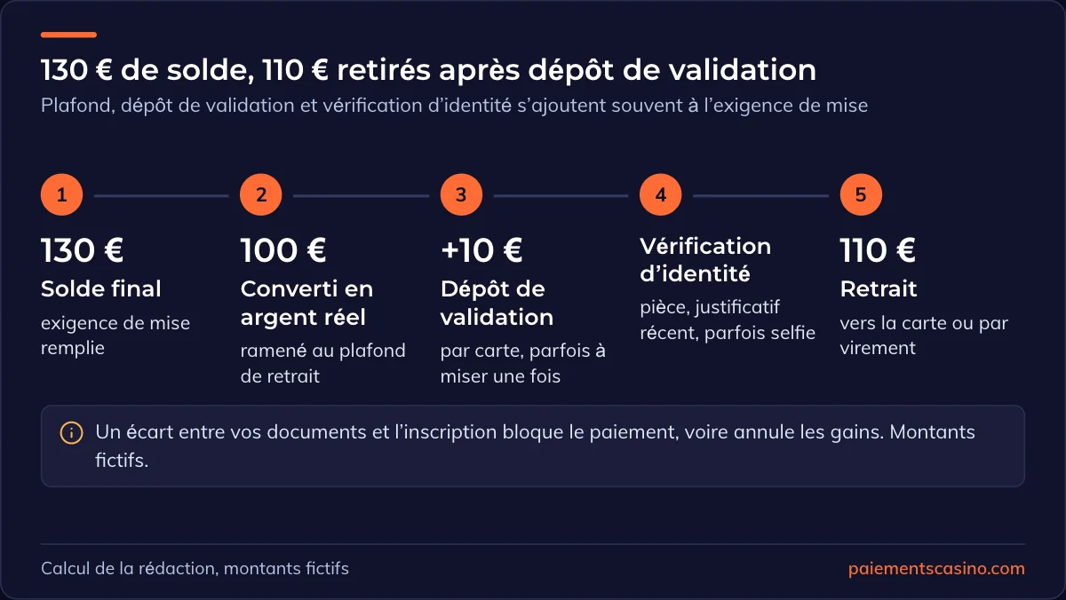 du solde au retrait des gains de 10 € offerts