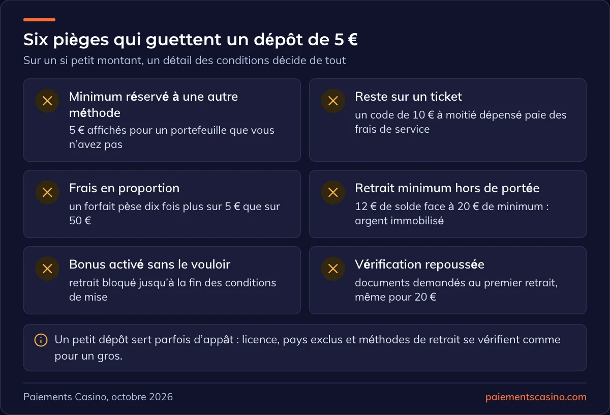 pièges d’un dépôt de 5 € au casino