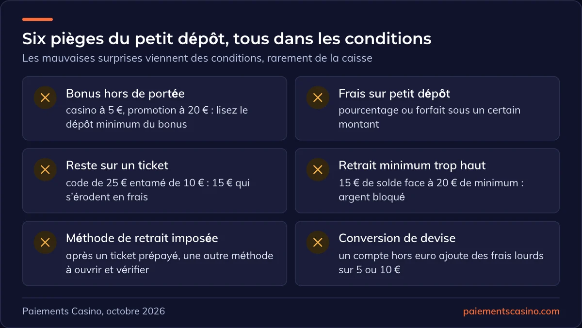 pièges du dépôt minimum au casino