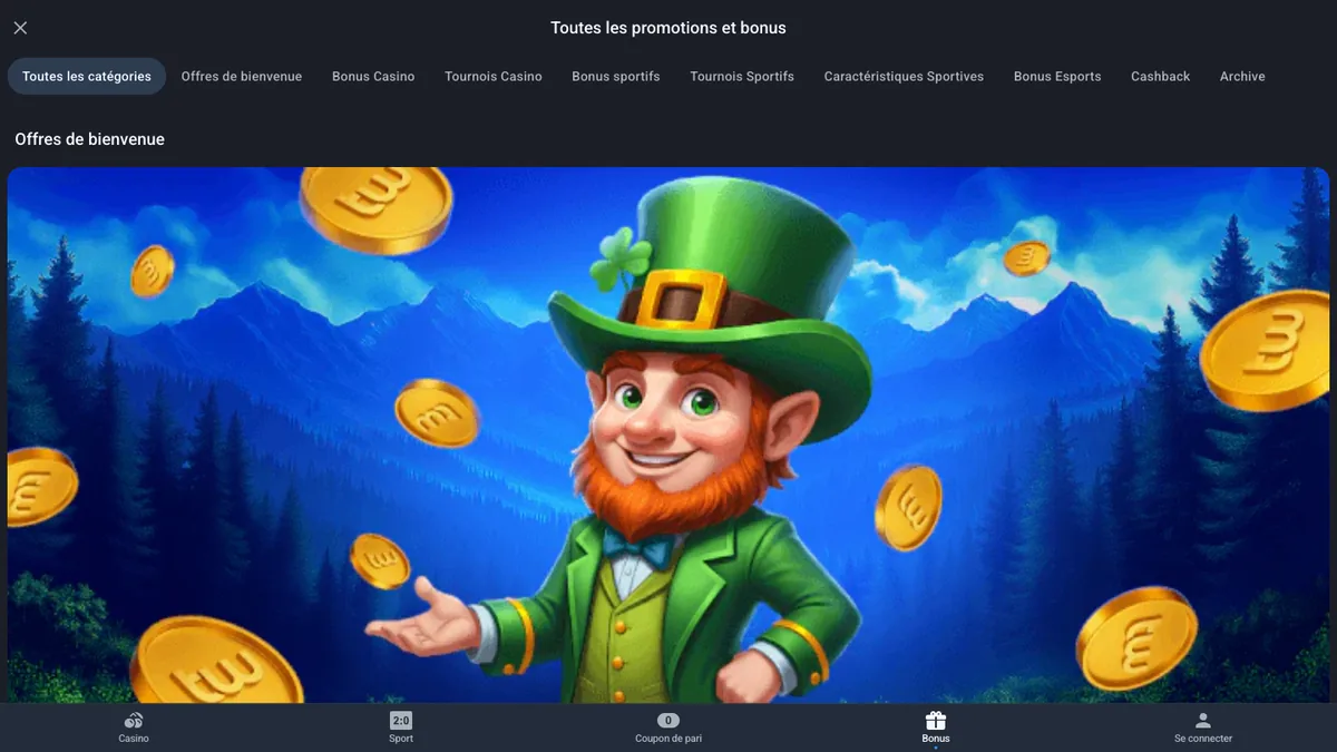 offre de bienvenue avec tours gratuits d’un casino