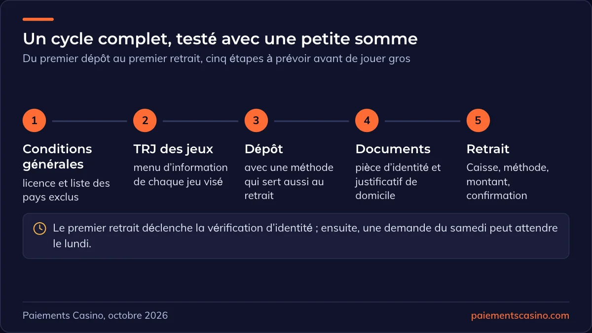 étapes du dépôt au retrait dans un casino en ligne