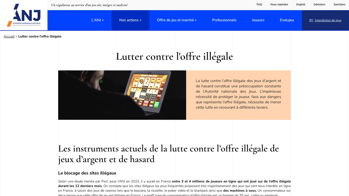 cadre légal des offres de casino en ligne en France selon l’ANJ