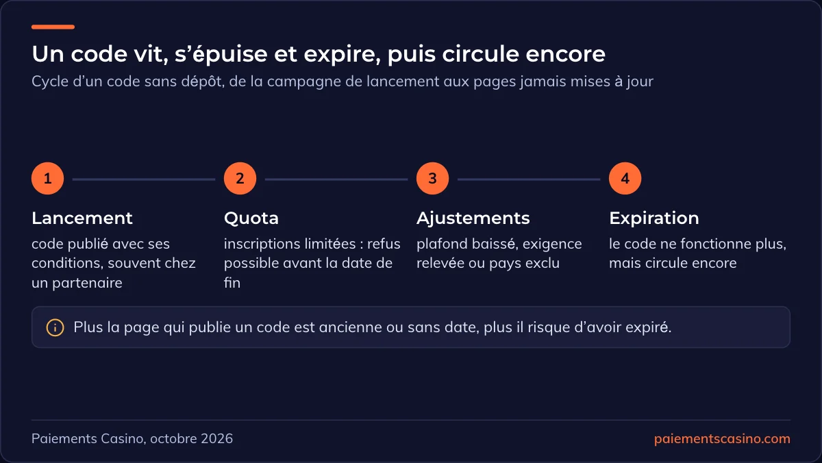 cycle de vie d’un code bonus sans dépôt