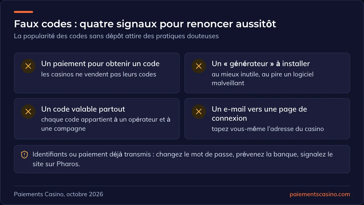 signaux d’alerte des faux codes bonus