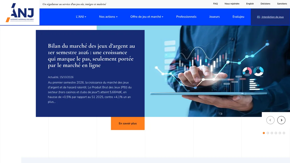 site de l’Autorité nationale des jeux, régulateur français