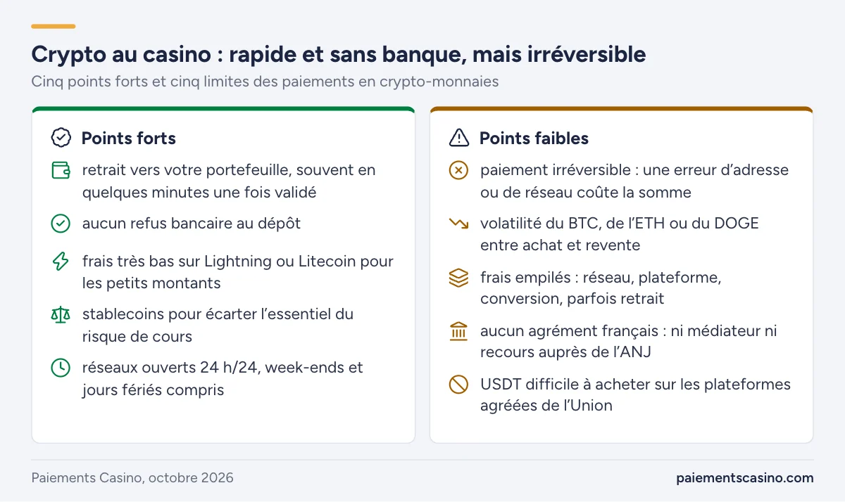 avantages et limites des crypto-monnaies au casino