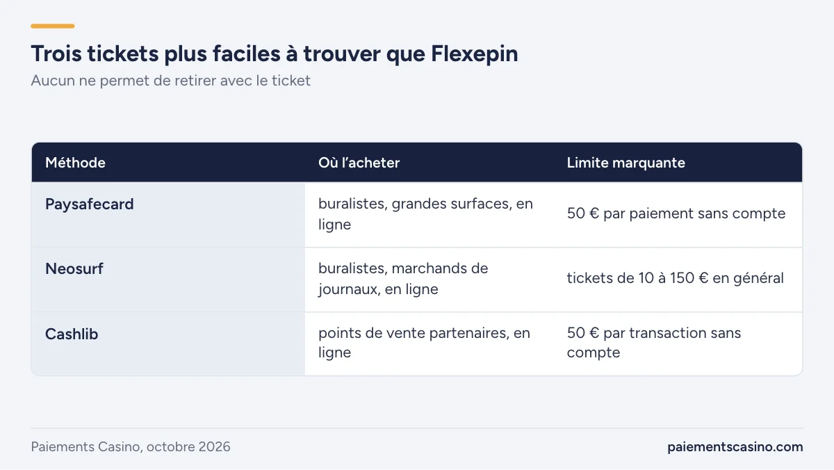 alternatives à Flexepin pour déposer au casino
