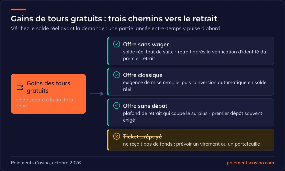 retirer les gains des tours gratuits