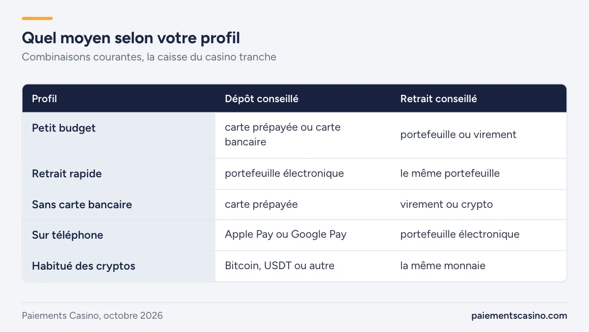 choisir son moyen de paiement au casino en ligne