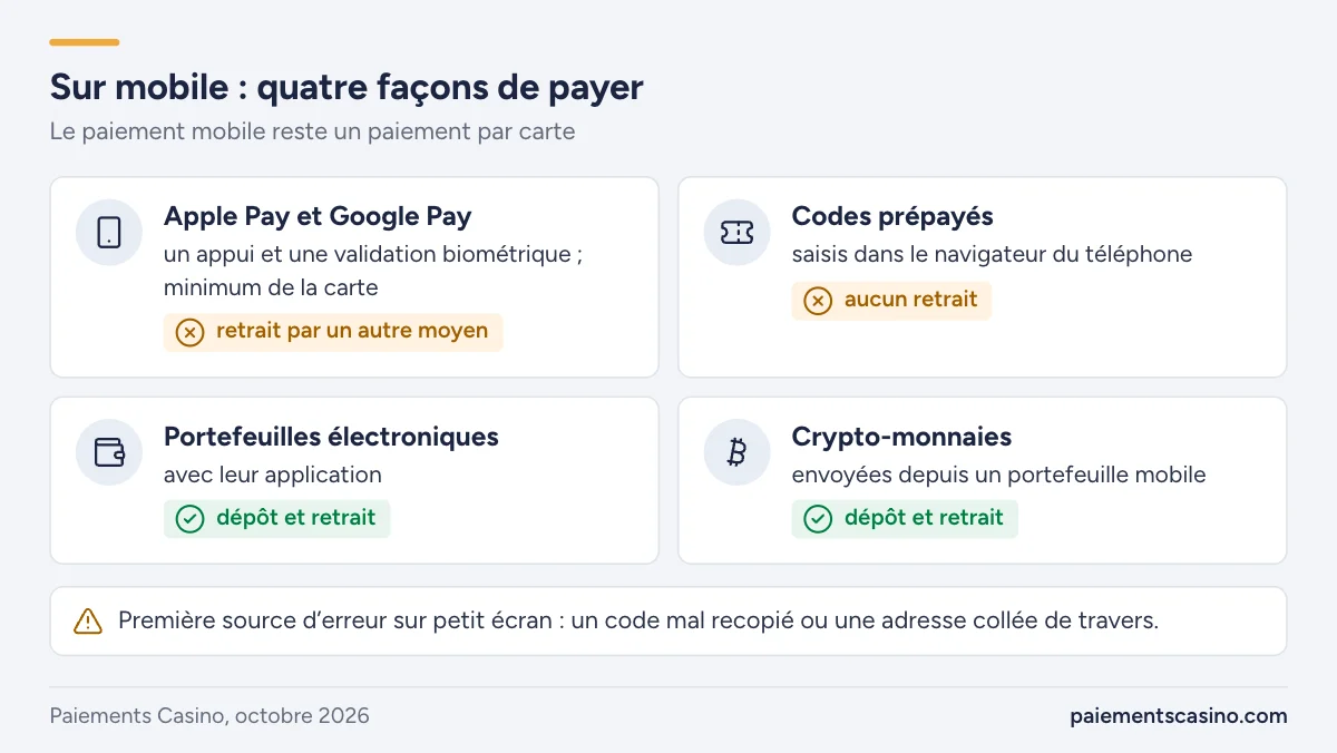 payer au casino en ligne avec Apple Pay ou Google Pay