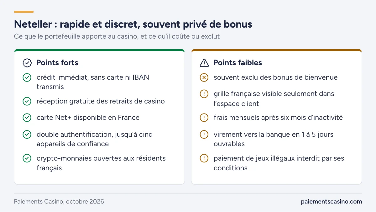 avantages et limites de Neteller au casino