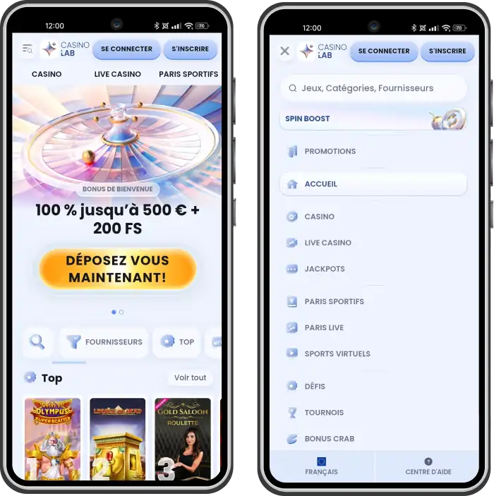 Aperçu de la page d’accueil de CasinoLab