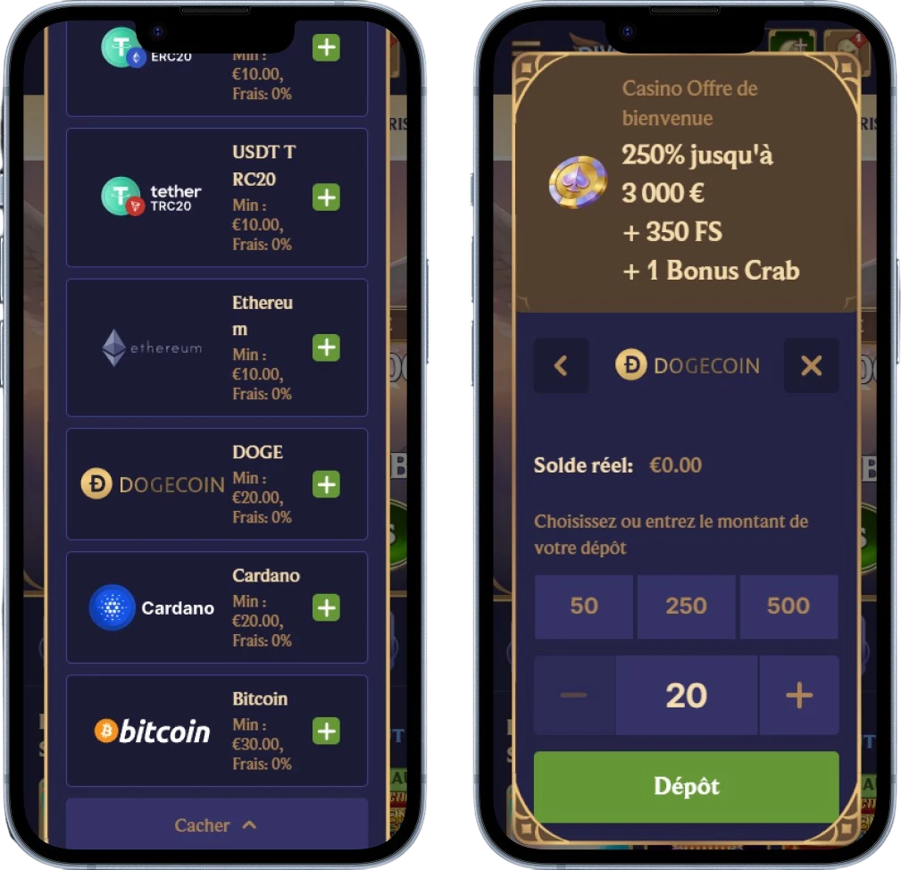 Dogecoin sur mobile – paiement DOGE rapide via smartphone dans casinos crypto