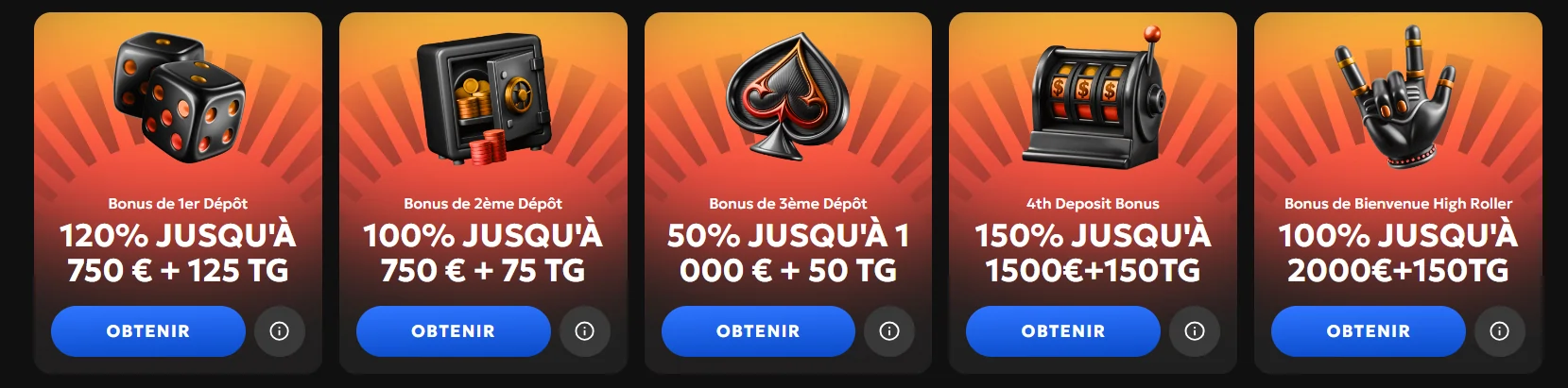 Bonus de bienvenue sur GXBET Casino