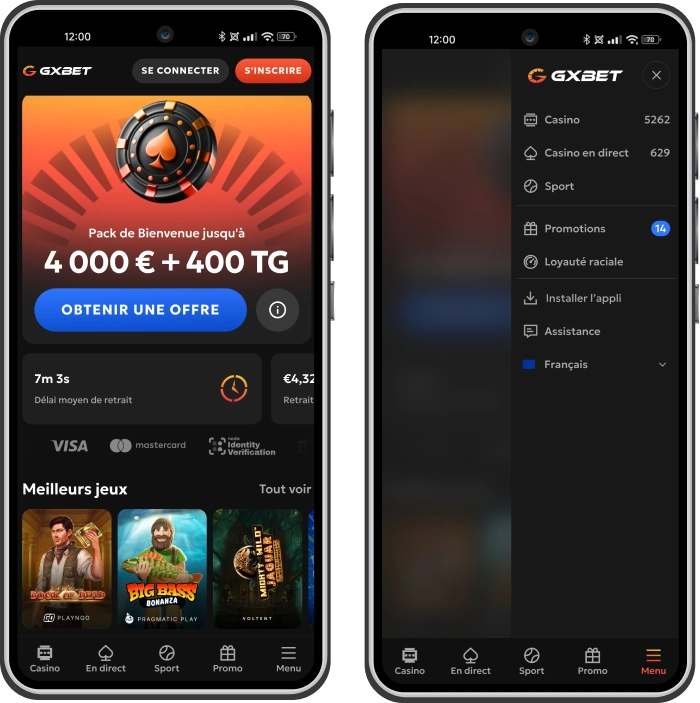 Aperçu de la page d’accueil de GXBET Casino