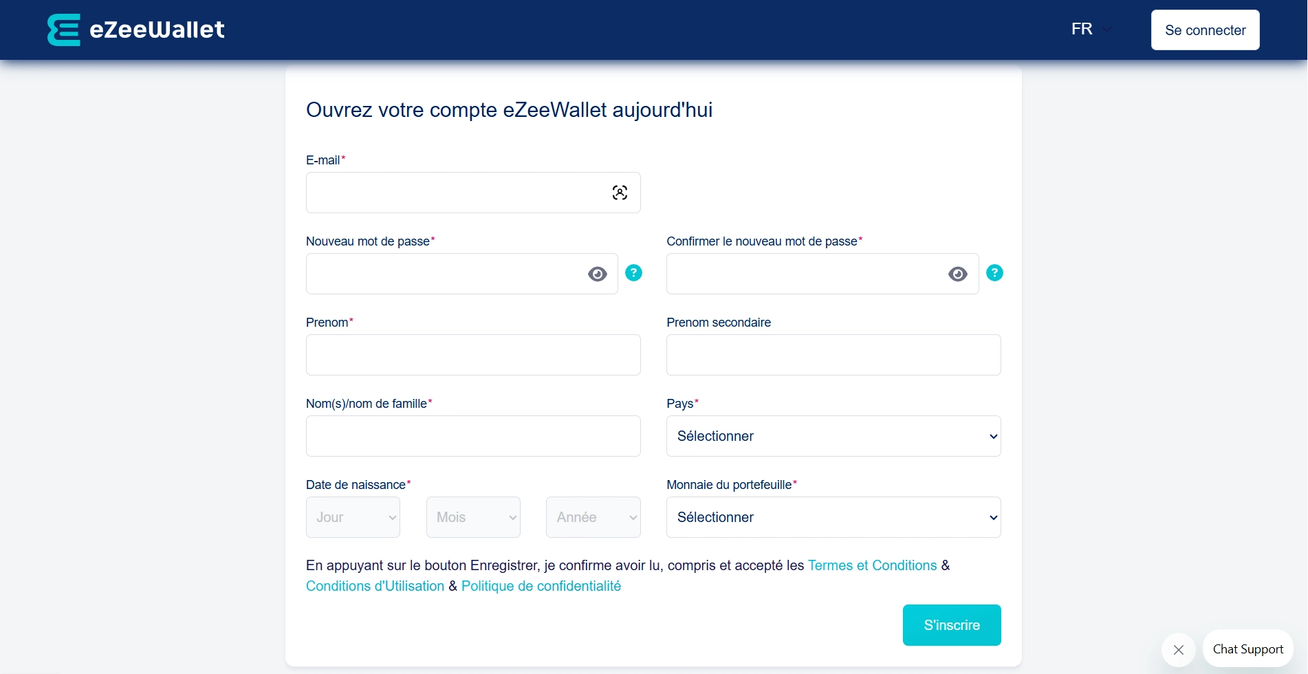 Inscription eZeeWallet pour les paiements de casino en ligne