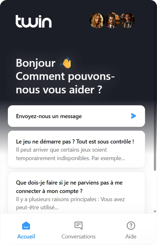 Assistance par chat en direct sur Twin Casino