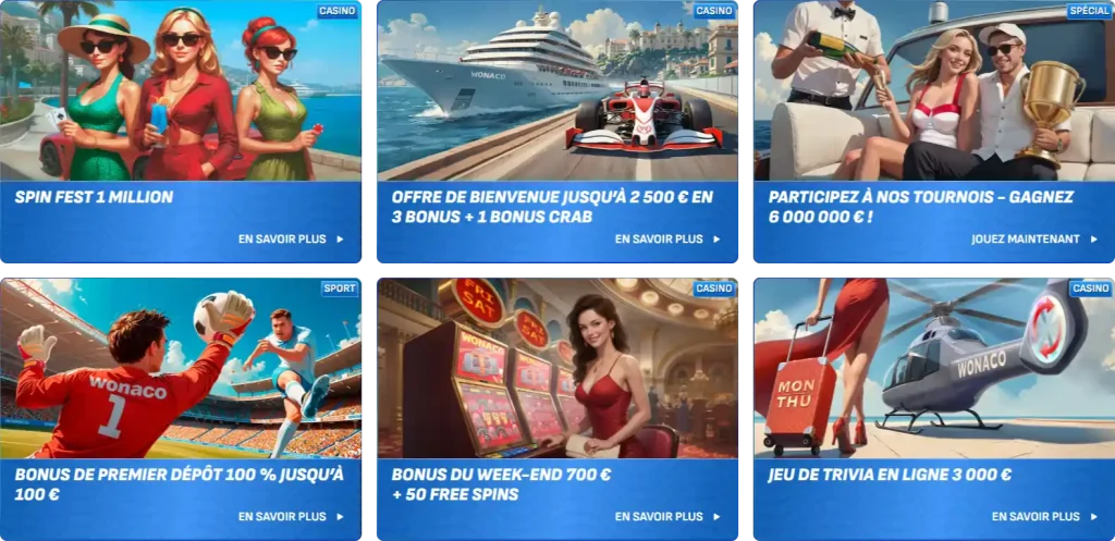 Promotions régulières et bonus sur Wonaco